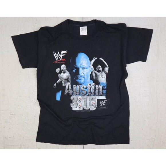 Vintage WWF 1998 Stone Cold Steve Austin "Austin 3:16" Black T-Shirt Size L - Picture 8 of 8